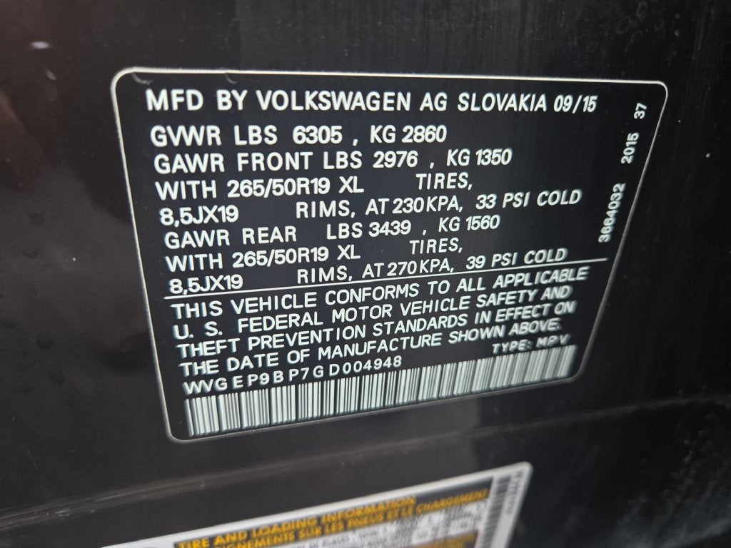 2016 Volkswagen Touareg Sport w/Technology