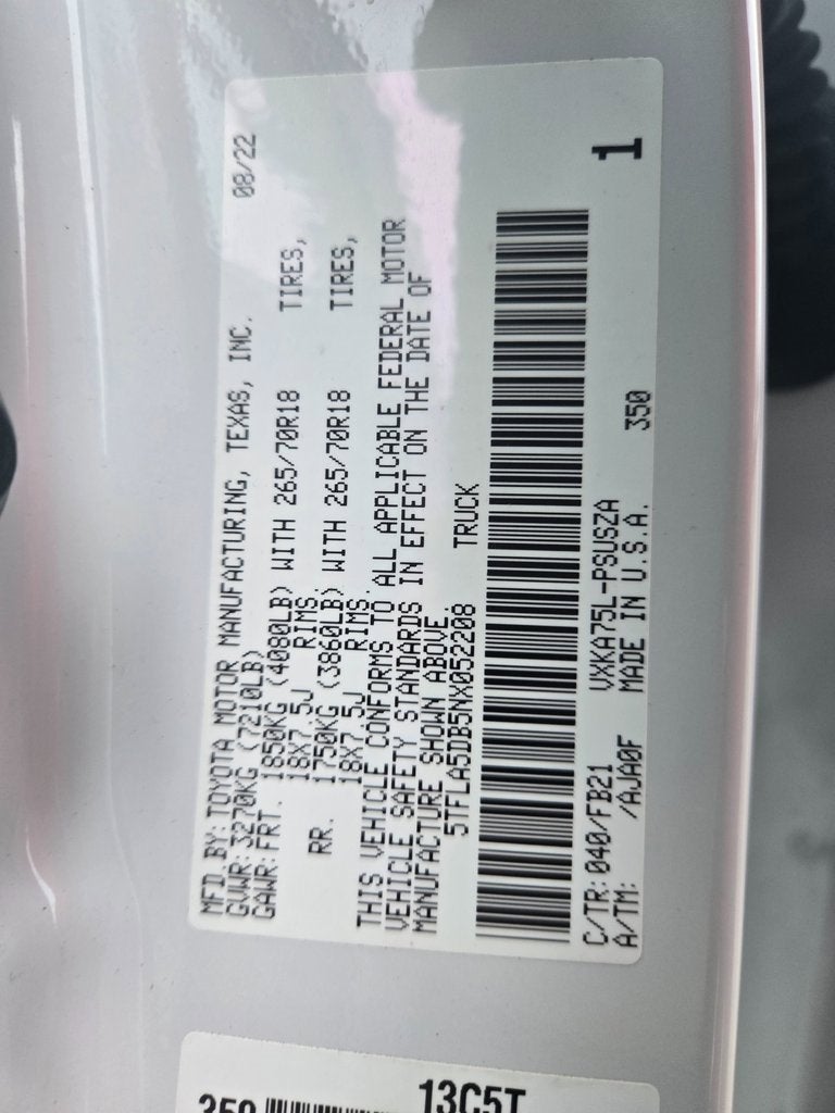 2022 Toyota Tundra 4WD SR5